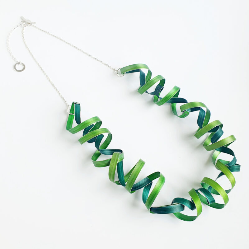 Lime and forest green coiled necklace