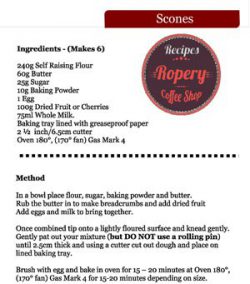 Our recipe card for scones